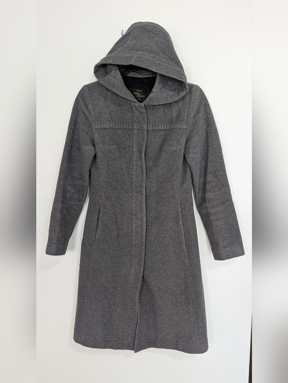 Babaton by Aritzia Grey Wool Cashmere Hooded Pearce Coat‎ Size XXS